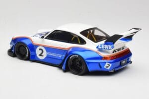 Porsche 911 993 RWB X Liberty Walk Branco Com Azul GT Spirit 1:18 GT530 Resina - imagem 5 de 8