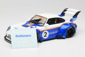Porsche 911 993 RWB X Liberty Walk Branco Com Azul GT Spirit 1:18 GT530 Resina - imagem 6 de 8