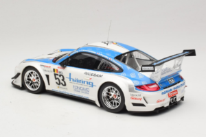 Porsche 911 997 GT3 R #53 Muhlner Motorsport P-Y. Vannelet / U. Peyroles Class Winners 24 Hours of Spa 2010 Minichamps 1:18 1 - imagem 5 de 6