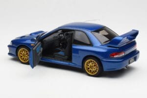 Subaru Impreza 22B Upgraded Version Azul Com Jantes Douradas AUTOart 1:18 78602 Metal - imagem 5 de 8