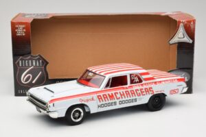 Dodge 330 Super Stock Ramchargers NHRA 1964 Highway 61 1:18 50044 Metal - imagem 8 de 8