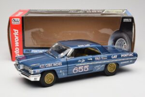 Pontiac Catalina Super Duty Super Stock #655 Azul 1962 Auto World 1:18 AW201/06 Metal - imagem 8 de 8