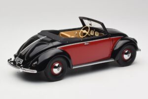 Volkswagen Beetle Hebmuller Cabriolet Preto & Vermelho Minichamps 1:18 107054230 Resina - imagem 2 de 6