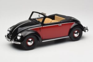 Volkswagen Beetle Hebmuller Cabriolet Preto & Vermelho Minichamps 1:18 107054230 Resina