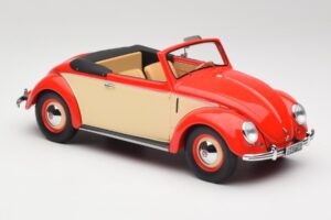 Volkswagen Beetle Hebmuller Cabriolet Vermelho & Creme Minichamps 1:18 107054231 Resina - imagem 4 de 6