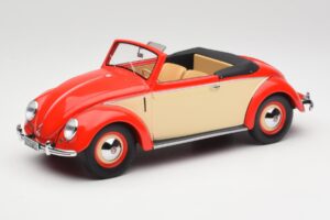 Volkswagen Beetle Hebmuller Cabriolet Vermelho & Creme Minichamps 1:18 107054231 Resina