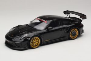 Porsche 911 992 GT3 RS Manthey Racing Preto com Jantes Douradas Minichamps 1:18 MR-911-GT3RS-1804 Metal