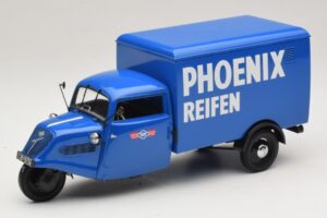 Tempo Hanseat Furgão de Três Rodas Phoenix Blue Minichamps 1:18 180099040 Metal