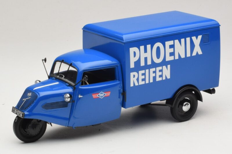 Tempo Hanseat Furgão de Três Rodas Phoenix Blue Minichamps 1:18 180099040 Metal