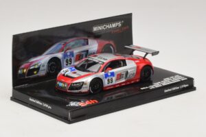 Audi R8 LMS GT3 #99 F. Biela / M. Fassler Phoenix Racing 24 Hours of Nurburgring 2010 Minichamps 1:43 437101999 Metal - imagem 2 de 5