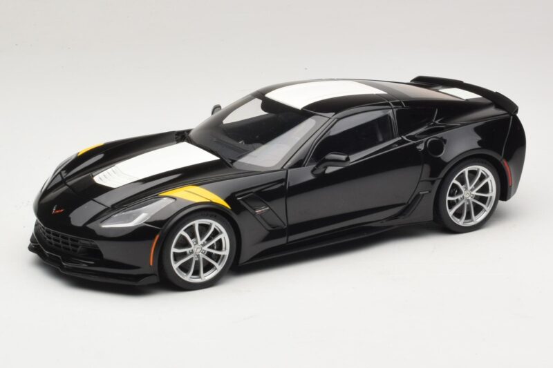 Chevrolet Corvette C7 Grand Sport Preto com Riscas Brancas AUTOart 1:18 71273 Compósito