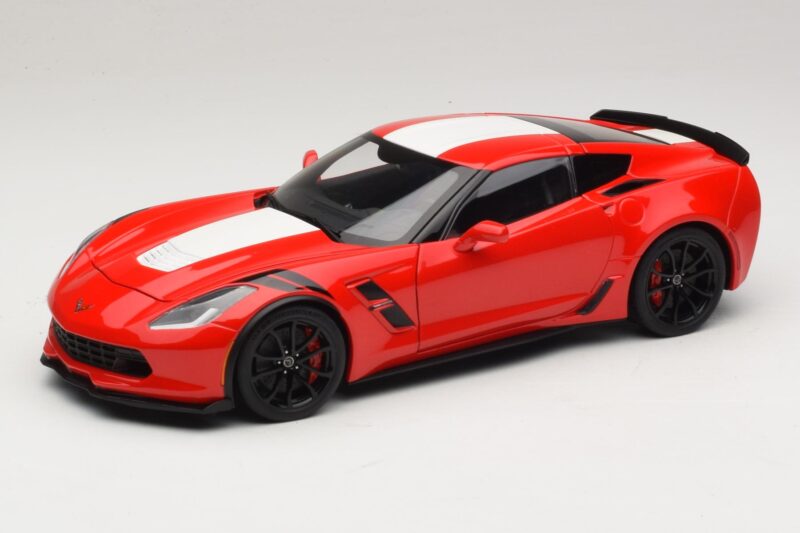 Chevrolet Corvette C7 Grand Sport Vermelho com Riscas Brancas AUTOart 1:18 71274 Compósito