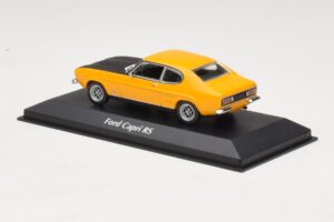 Ford Capri Mk1 RS Amarelo com Capô Preto Maxichamps 1:43 940085800 Metal - imagem 3 de 4