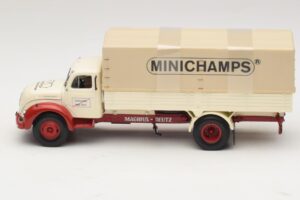 Magirus-Deutz S 7500 Jupiter Camião de Plataforma Branco Vermelho Minichamps 1:43 439141022 Metal - imagem 3 de 6