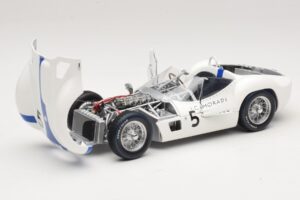 Maserati Tipo 61 #5 S. Moss / D. Gurney Camoradi ADAC 1000km Nurburgring Winner 1960 Minichamps 1:18 100601205 Metal - imagem 2 de 8