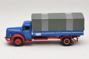 Mercedes L 315 Camião de Plataforma Azul Vermelho Minichamps 1:43 439034420 Metal - imagem 3 de 6