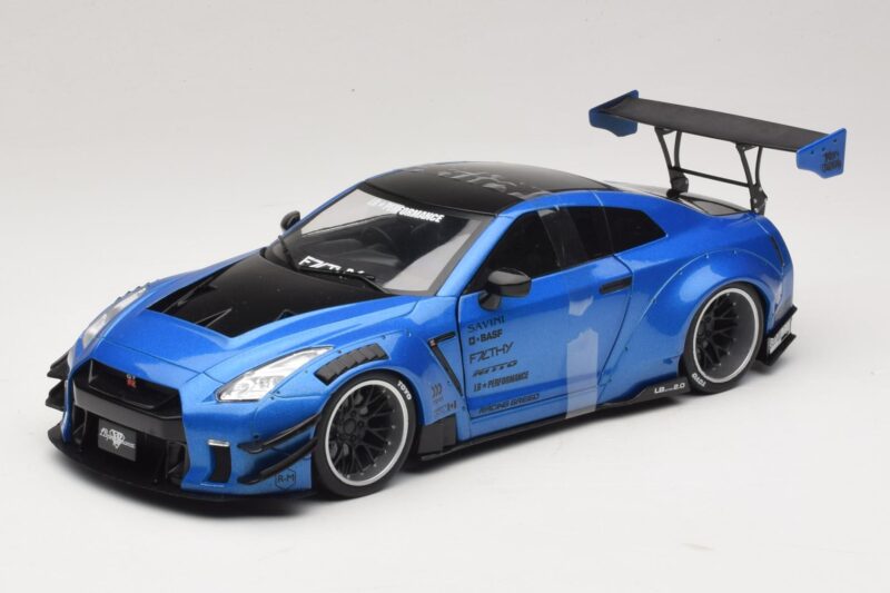 Nissan GT-R R35 Liberty Walk Work T2 Azul Metálico Solido 1:18 S1805801 Metal