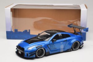 Nissan GT-R R35 Liberty Walk Work T2 Azul Metálico Solido 1:18 S1805801 Metal - imagem 6 de 6