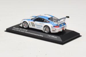Porsche 911 997 GT3 R #53 Vannelet / Pyroles Class Winners 24 Hours of Spa 2010 Minichamps 1:43 400108953 Metal - imagem 3 de 4