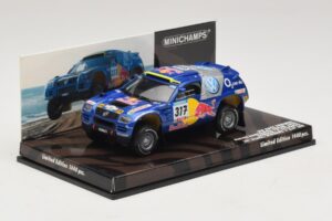 Volkswagen Race Touareg Red Bull #317 Gordon / von Zitzewitz Dakar Rally 2005 Minichamps 1:43 436055317 Metal - imagem 2 de 5