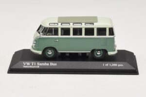 Volkswagen T1 Samba Bus Azul Turquesa Branco Minichamps 1:43 430052306 Metal