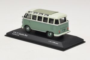 Volkswagen T1 Samba Bus Azul Turquesa Branco Minichamps 1:43 430052306 Metal - imagem 3 de 4