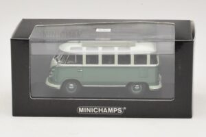 Volkswagen T1 Samba Bus Azul Turquesa Branco Minichamps 1:43 430052306 Metal - imagem 4 de 4