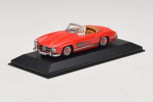 Mercedes 300 SL W198 Vermelho Com Interior Castanho Minichamps 1:43 MB009 Diecast - imagem 2 de 5
