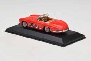 Mercedes 300 SL W198 Vermelho Com Interior Castanho Minichamps 1:43 MB009 Diecast - imagem 3 de 5