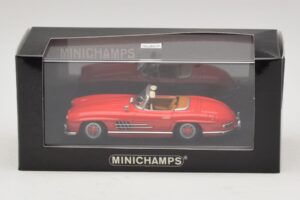 Mercedes 300 SL W198 Vermelho Com Interior Castanho Minichamps 1:43 MB009 Diecast - imagem 5 de 5