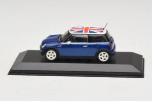 Mini Cooper S R53 Azul Com Bandeira Britânica Minichamps 1:43 MINI026 Metal