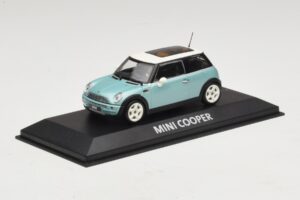 Mini Cooper S R53 Azul Claro Metálico Com Teto Panorâmico Minichamps 1:43 MINI018 Metal - imagem 2 de 4