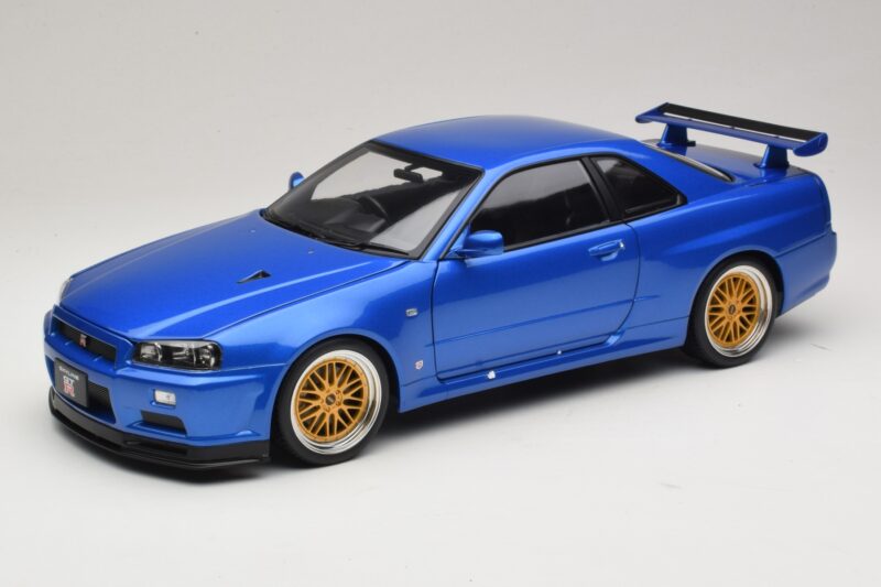 Nissan Skyline GT-R R34 V-Spec II Azul Metálico BBS Jantes KK-Scale 1:12 KKDC120211-2 Metal