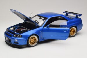 Nissan Skyline GT-R R34 V-Spec II Azul Metálico BBS Jantes KK-Scale 1:12 KKDC120211-2 Metal - imagem 2 de 8