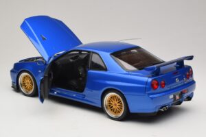 Nissan Skyline GT-R R34 V-Spec II Azul Metálico BBS Jantes KK-Scale 1:12 KKDC120211-2 Metal - imagem 5 de 8