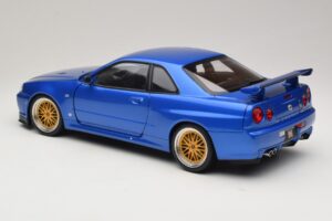 Nissan Skyline GT-R R34 V-Spec II Azul Metálico BBS Jantes KK-Scale 1:12 KKDC120211-2 Metal - imagem 7 de 8