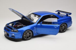 Nissan Skyline GT-R R34 V-Spec II Azul Metálico OEM Jantes KK-Scale 1:12 KKDC120211-1 Metal - imagem 2 de 8