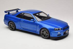 Nissan Skyline GT-R R34 V-Spec II Azul Metálico OEM Jantes KK-Scale 1:12 KKDC120211-1 Metal - imagem 6 de 8