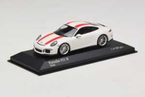 Porsche 911 991.1 R Branco Com Listras Vermelhas Minichamps 1:43 410066220 Metal - imagem 3 de 6