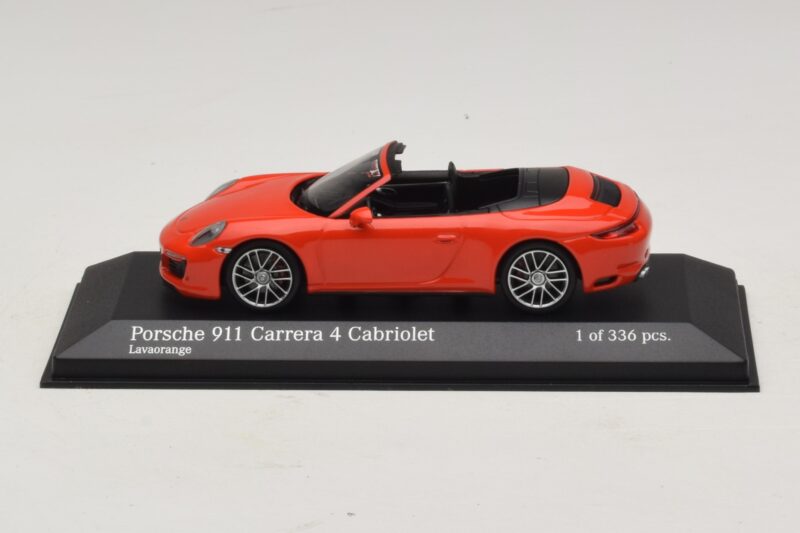 Porsche 911 991.2 Carrera 4 Cabriolet Laranja Minichamps 1:43 410067231 Metal